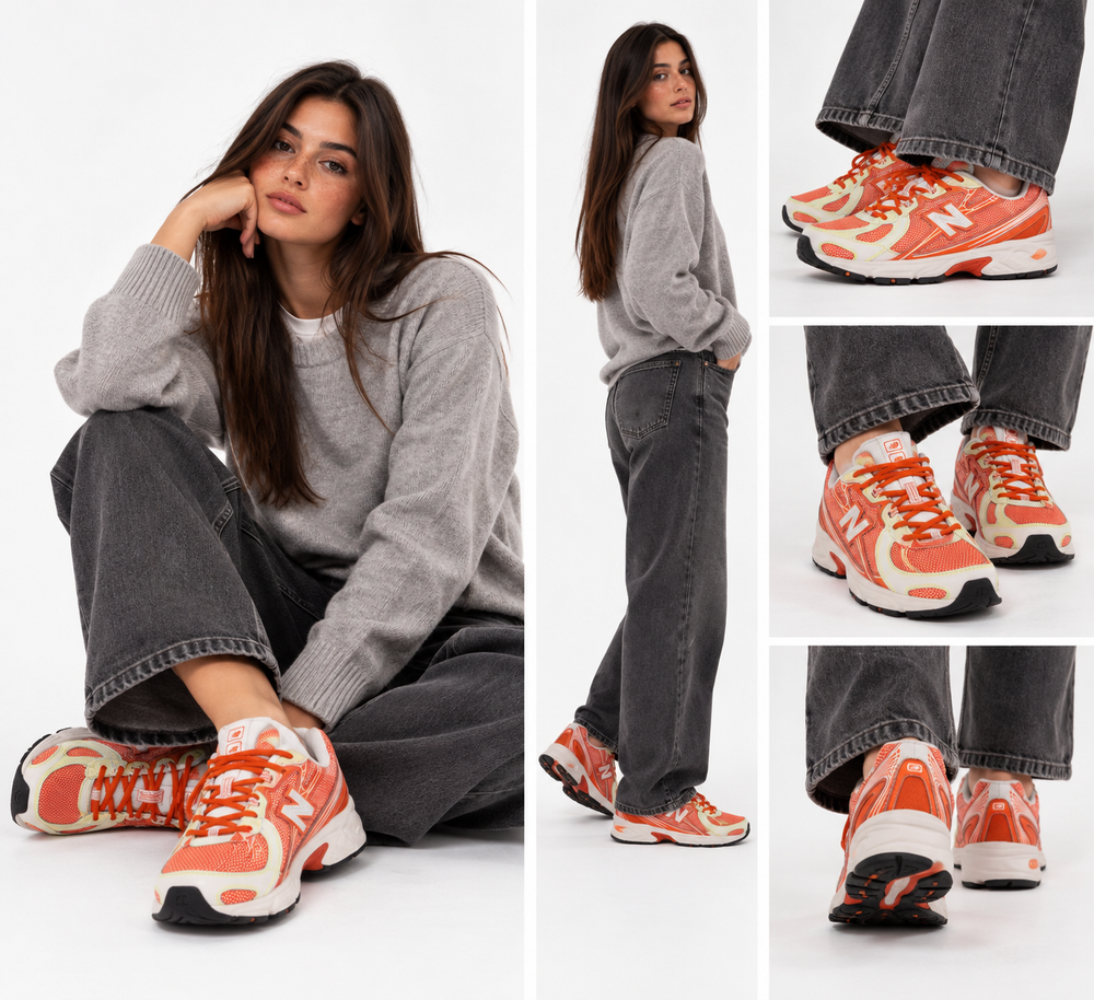 Sneakers Running NEW BALANCE 740 in Tessuto Sintetico e Mesh colore Neo Flame e Pink Chalk