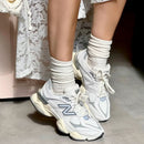 Sneakers Running NEW BALANCE 9060 in Pelle e Mesh Sea Salt Concrete e Silver Metallic