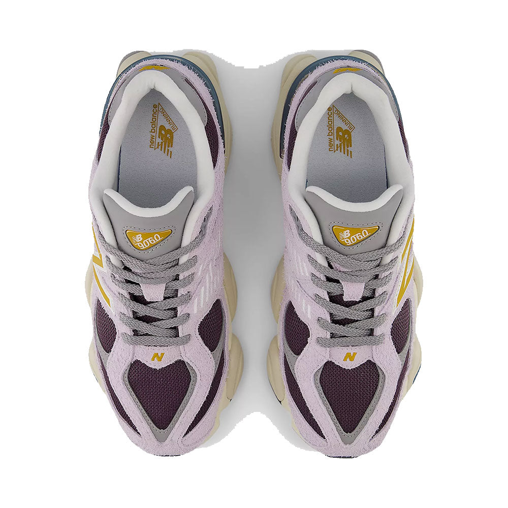 NEW BALANCE 9060 Sneakers in Taro Plum Brown and Butterscotch, Vintage Suede and Mesh
