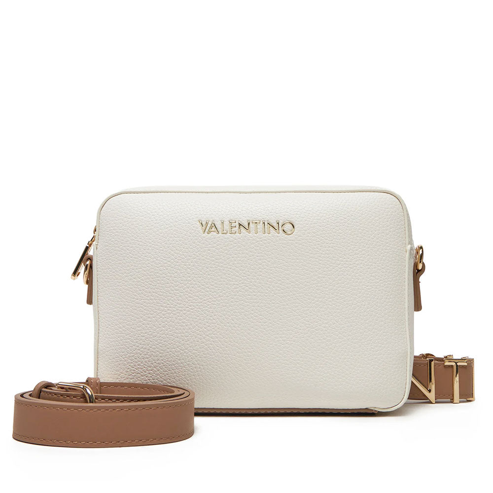 Borsa Donna a Spalla e Tracolla VALENTINO BAGS linea Alexia Colore Bianco - Cuoio Chiusa con Zip
