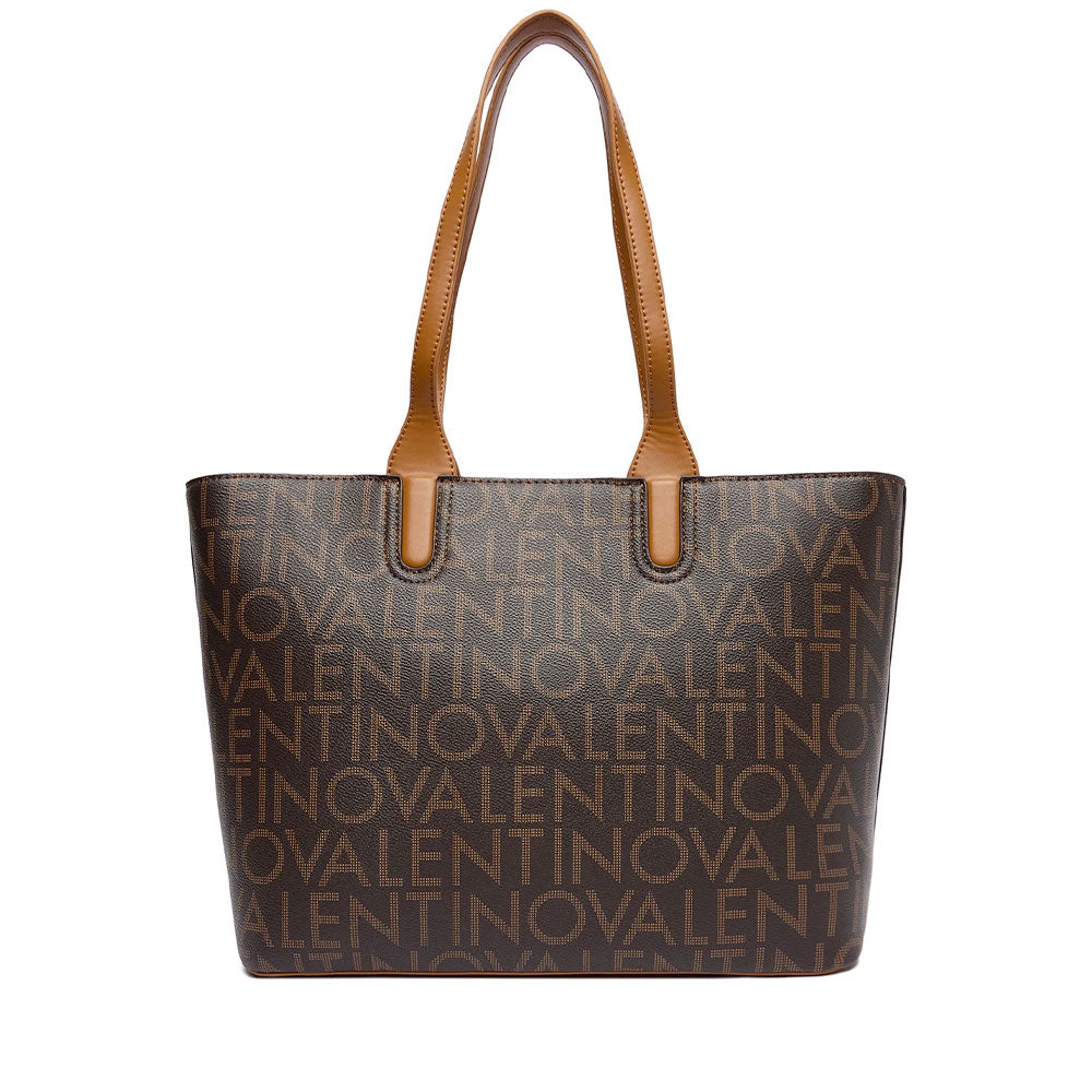 Damen-Schulter-Shopper VALENTINO BAGS Modell Regina Re in Dunkelbraun-Natur
