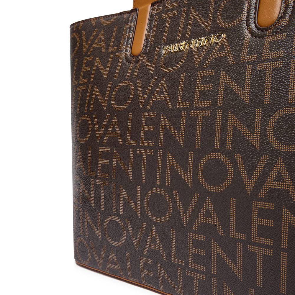 Damen-Schulter-Shopper VALENTINO BAGS Modell Regina Re in Dunkelbraun-Natur