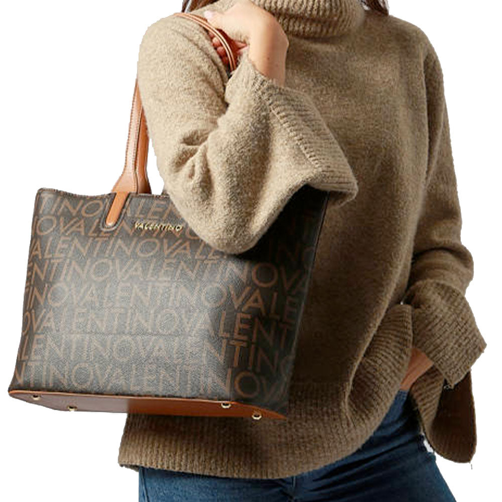 Borsa Donna Shopper a Spalla VALENTINO BAGS linea Regina Re Colore Moro - Naturale