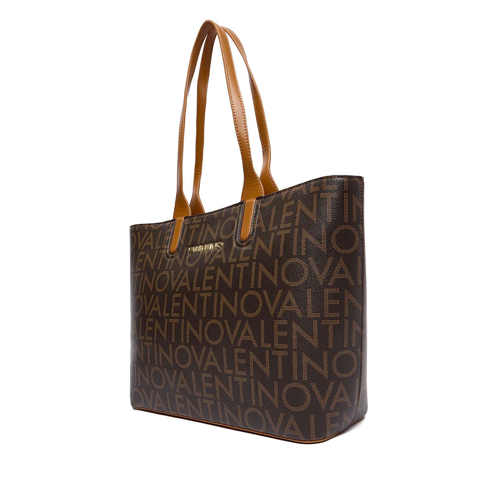 Damen-Schulter-Shopper VALENTINO BAGS Modell Regina Re in Dunkelbraun-Natur