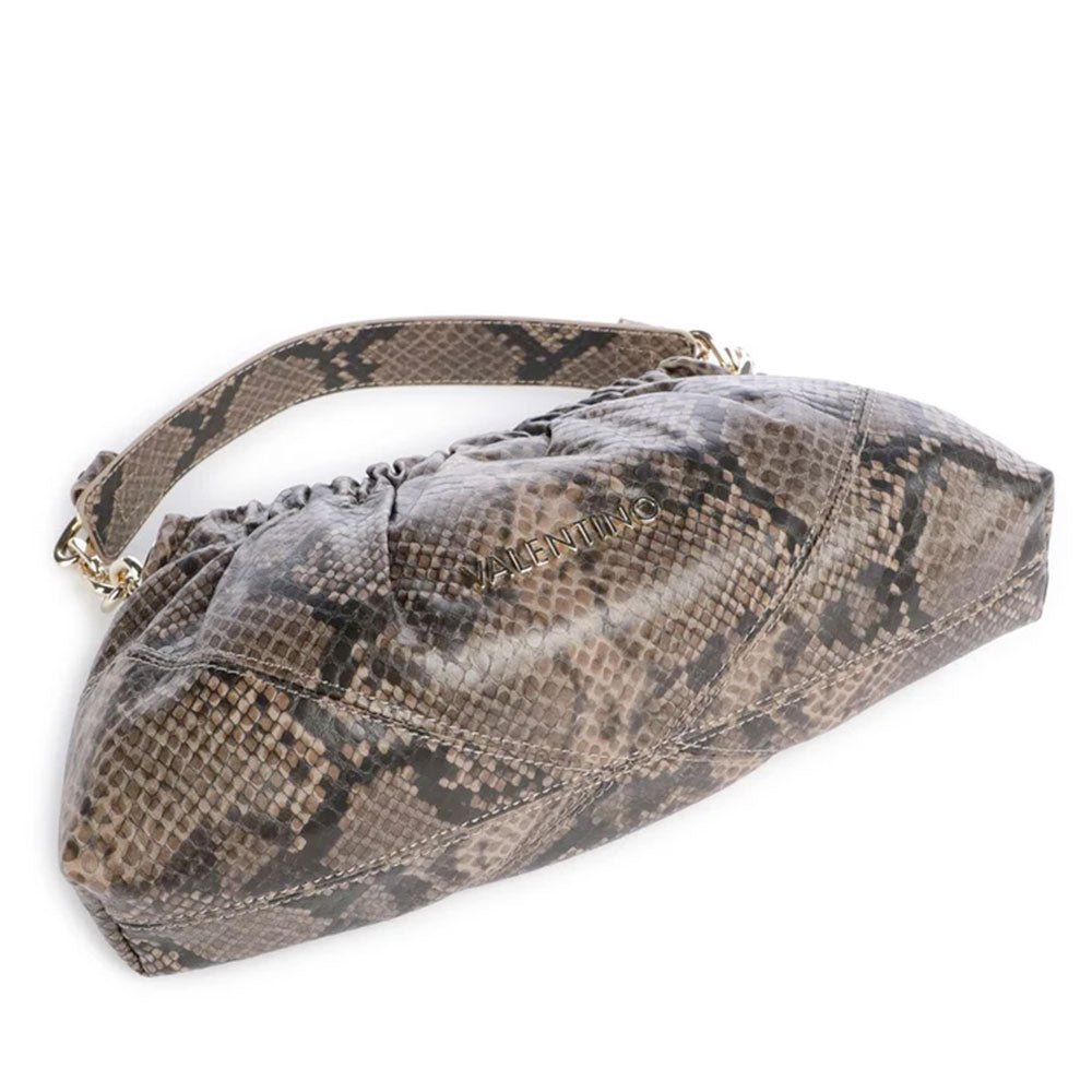 Borsa Donna a Spalla con Tracolla VALENTINO BAGS linea Lumira Colore Pitone - Taupe
