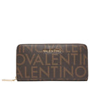 Women's Dark Brown and Natural Zip-Around Wallet VALENTINO BAGS Regina Re