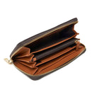 Women's Dark Brown and Natural Zip-Around Wallet VALENTINO BAGS Regina Re