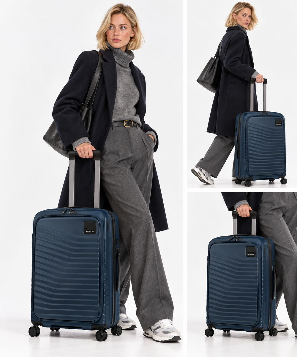 Kabinen-Trolley Hartschale erweiterbar 4 Rollen SAMSONITE Modell Intuo Easy Access in Marineblau