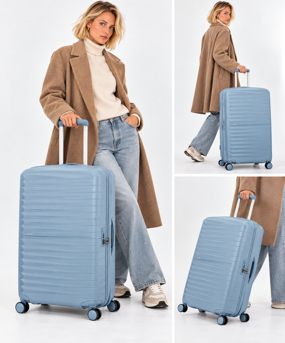 Medium Hardside Expandable Suitcase 4 Wheels AMERICAN TOURISTER FastForward in Steel Blue