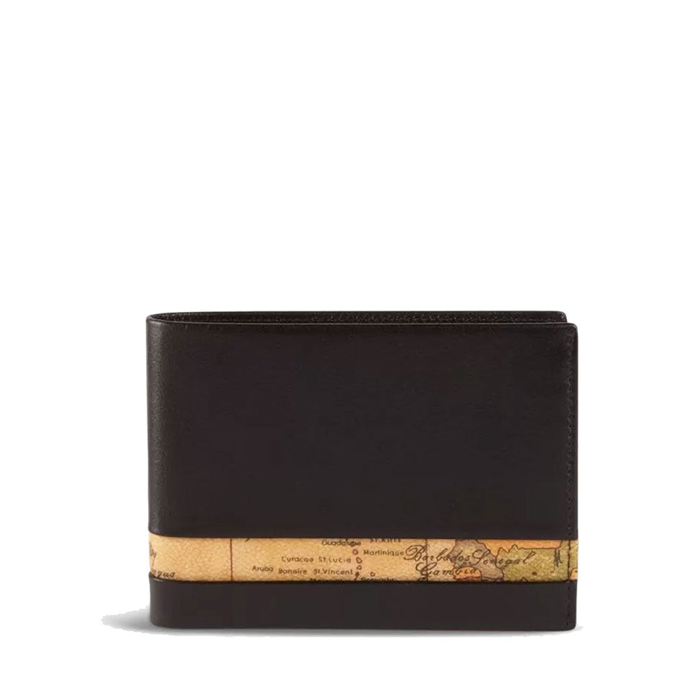 Portafoglio Uomo con Portamonete 1A Classe Alviero Martini in Pelle Nera con Inserto Geo Classic W143
