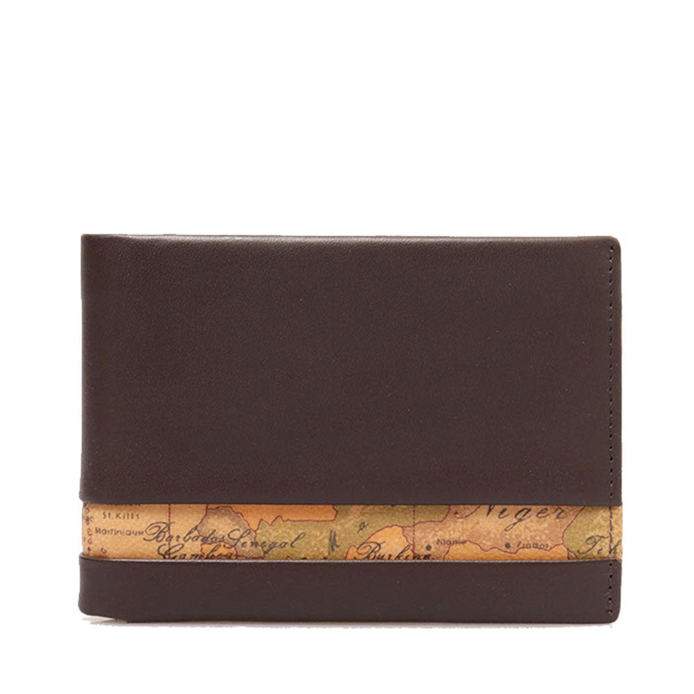 Portafoglio Uomo con Portamonete 1A Classe Alviero Martini in Pelle Marrone con Inserto Geo Classic W143