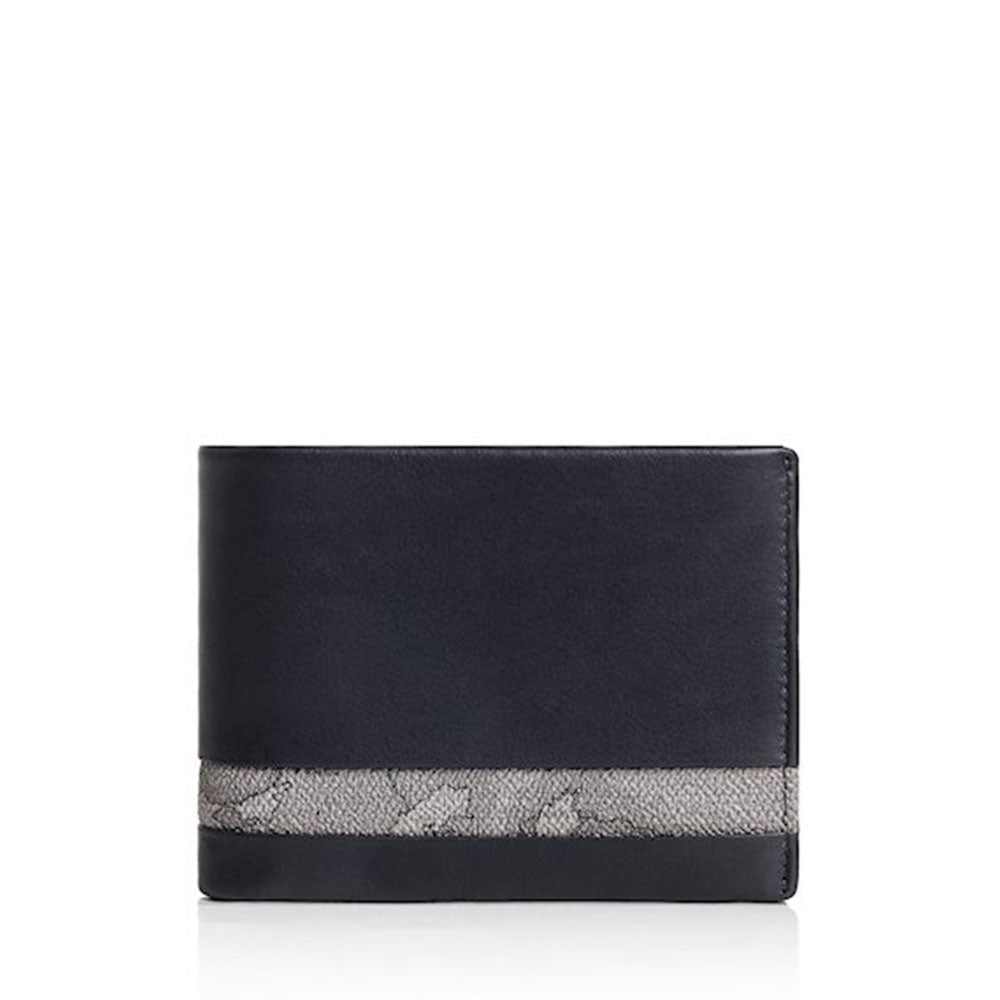 Portafoglio Uomo con Pattina e Portamonete 1A Classe Alviero Martini in Pelle Nera con Inserto Geo Dark W150