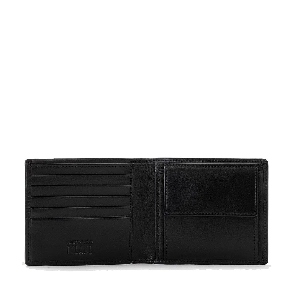 Portafoglio Piccolo con Portamonete 1A Classe Alviero Martini in Pelle Nera con Inserto Geo Classic W152