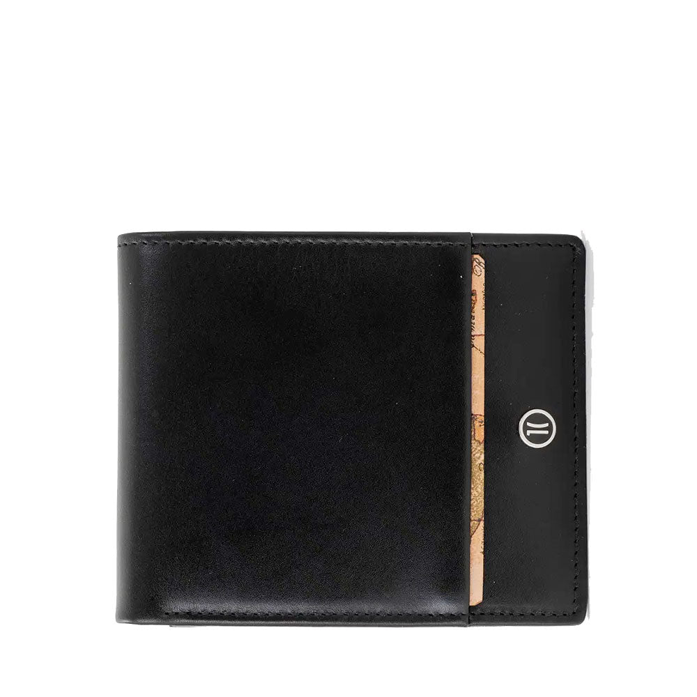 Portafoglio Piccolo con Portamonete 1A Classe Alviero Martini in Pelle Nera con Inserto Geo Classic W152
