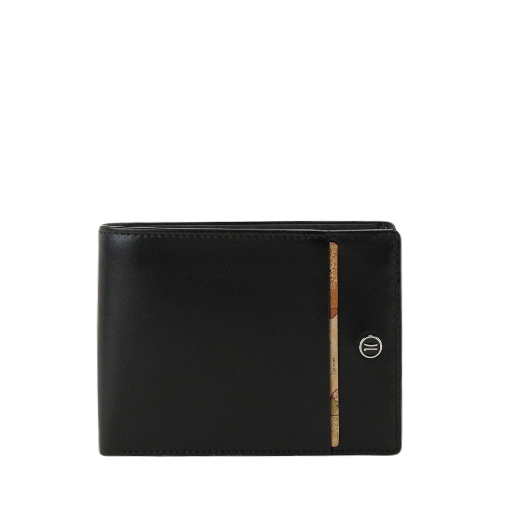 Portafoglio con Pattina e Portamonete 1A Classe Alviero Martini in Pelle Nera con Inserto Geo Classic W153