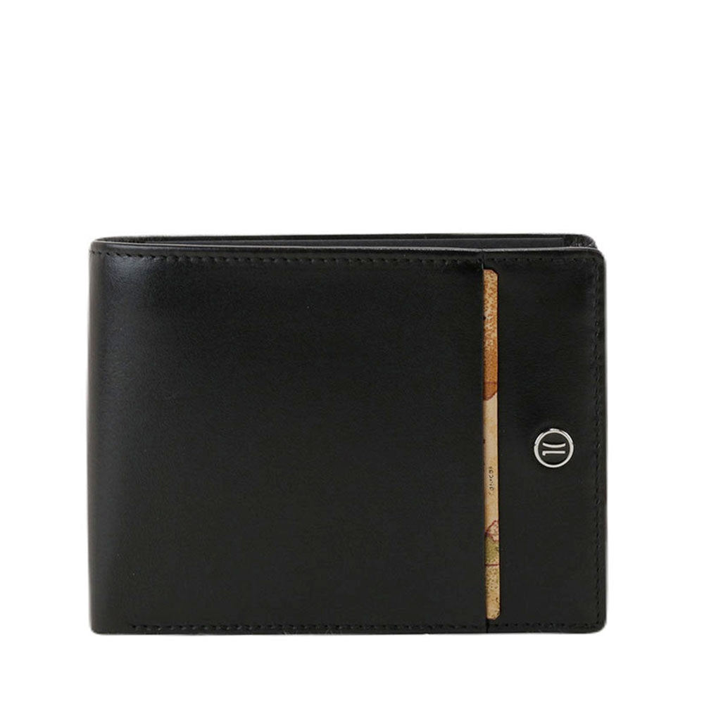 Portafoglio con Pattina e Portamonete 1A Classe Alviero Martini in Pelle Nera con Inserto Geo Classic W153