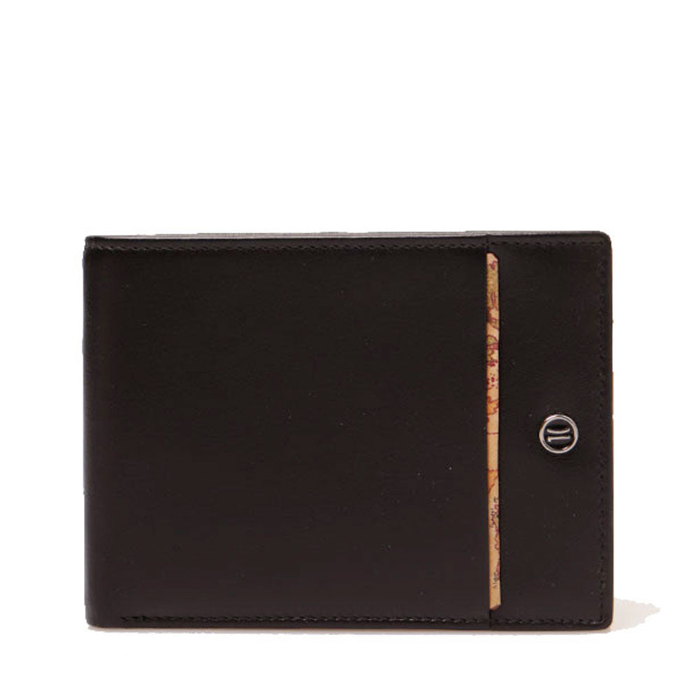 Portafoglio con Portacarte 1A Classe Alviero Martini in Pelle Nera con Inserto Geo Classic W154