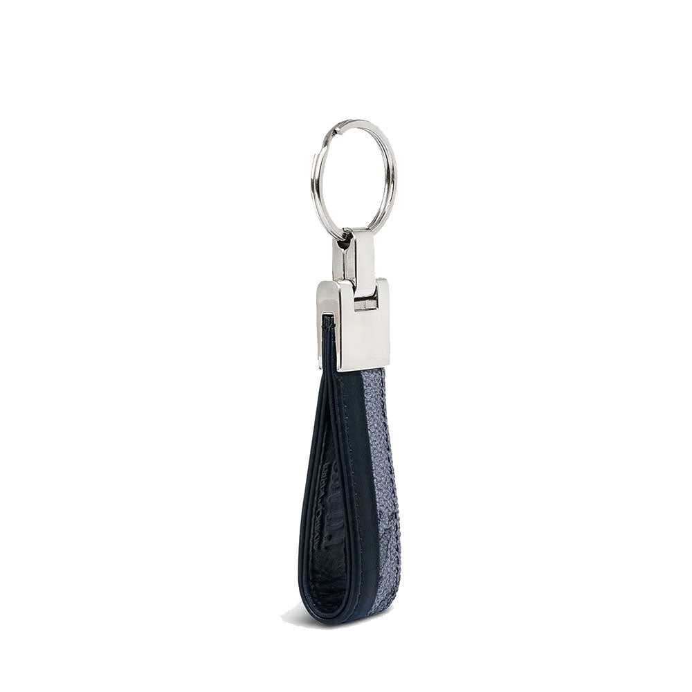 Portachiavi Uomo con Anello 1A Classe Alviero Martini in Pelle Nero con dettagli Geo Dark W274