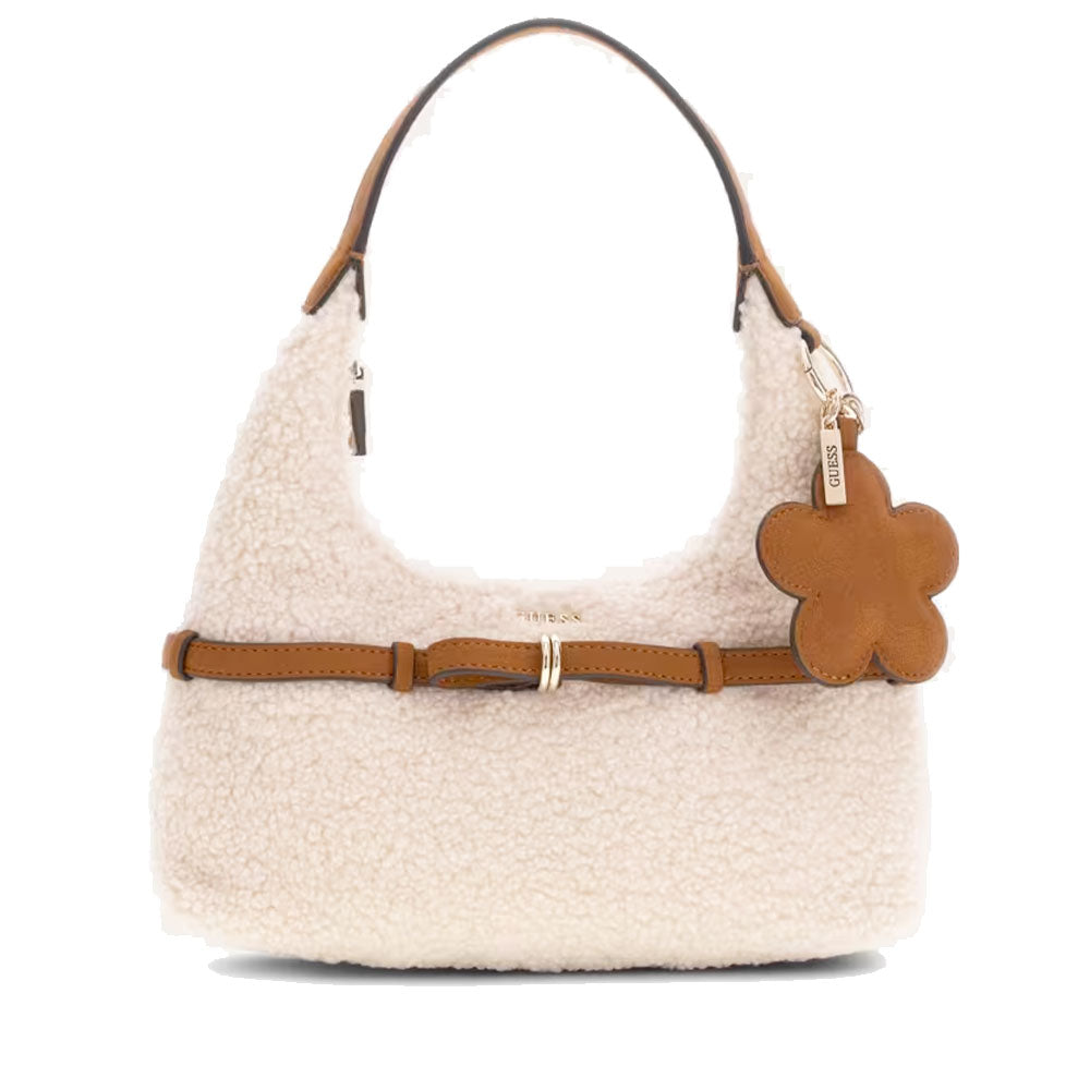 Borsa Donna Hobo Mini a Mano GUESS Linea Taylor colore Off White - Cognac