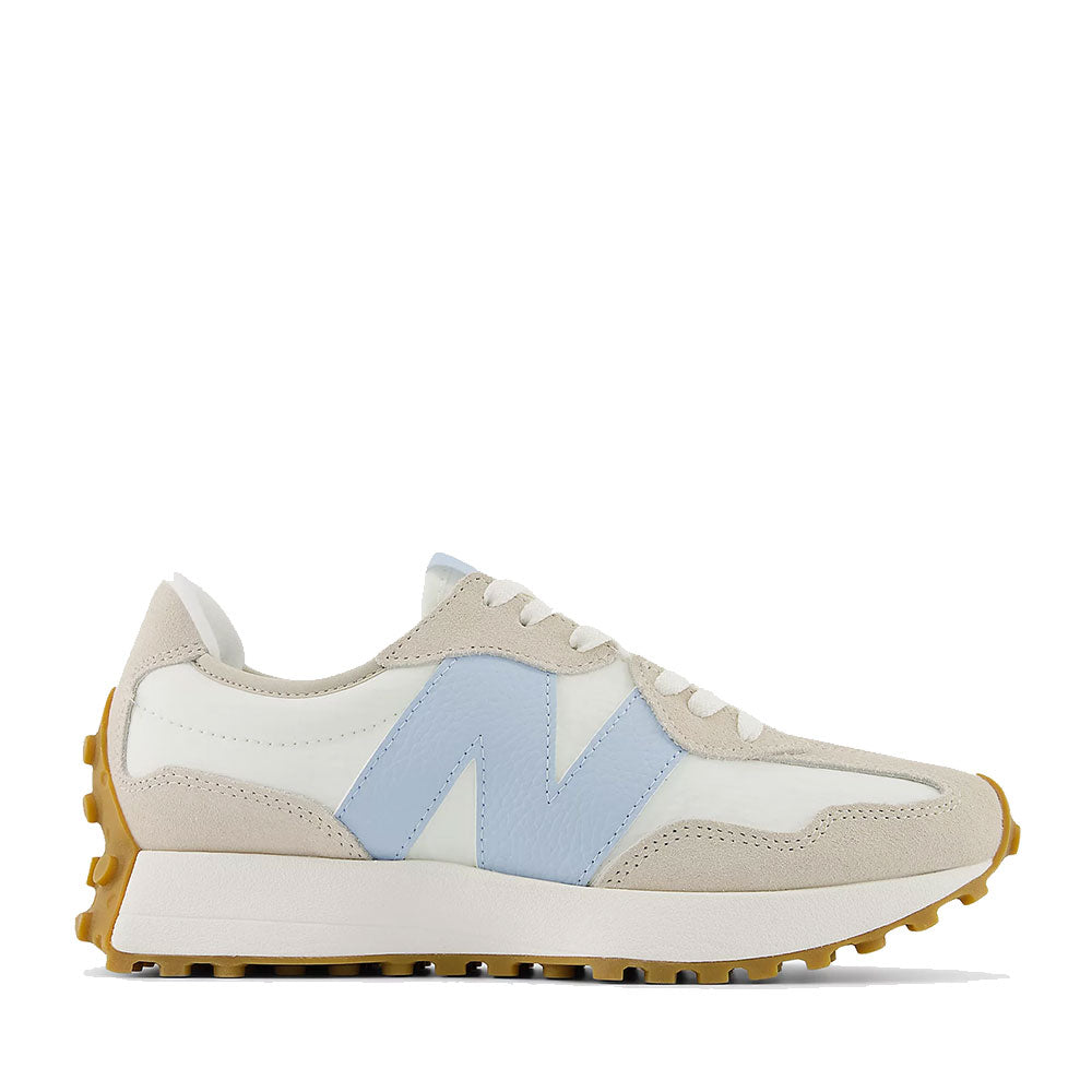 Sneakers Donna NEW BALANCE 327 in Suede e Nylon colore Timberwolf Sea Salt e Light Chrome Blue