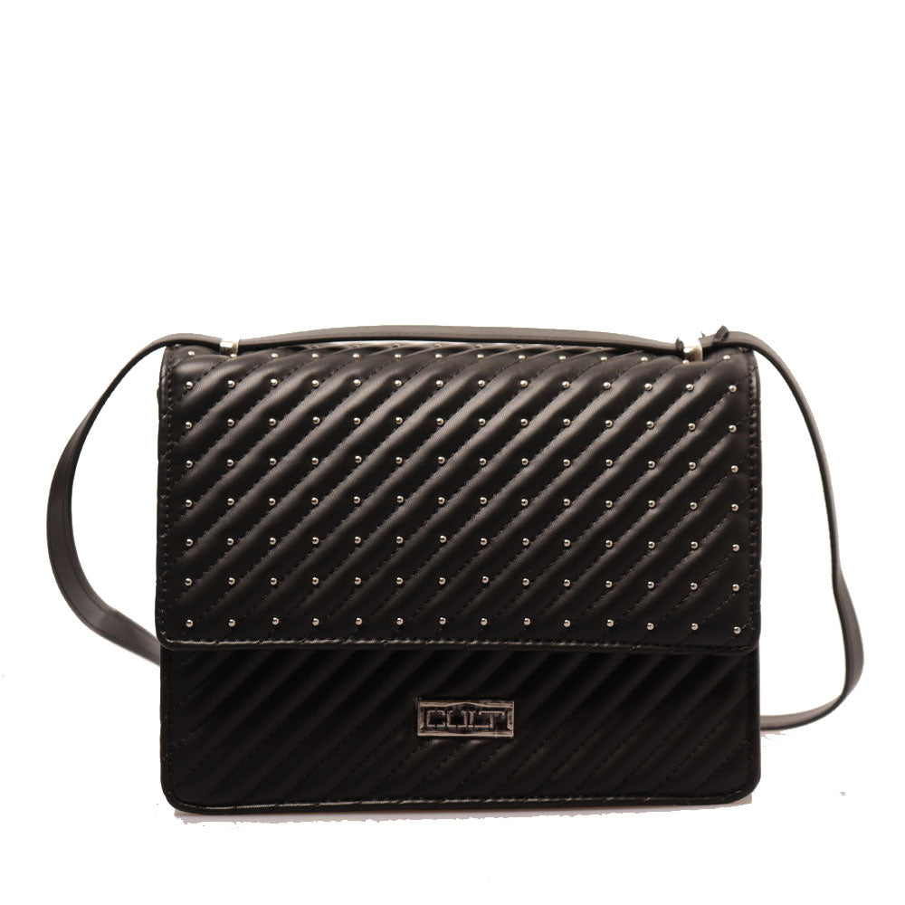 Borsa a Spalla e Tracolla CULT linea Bessie Nera con Borchie