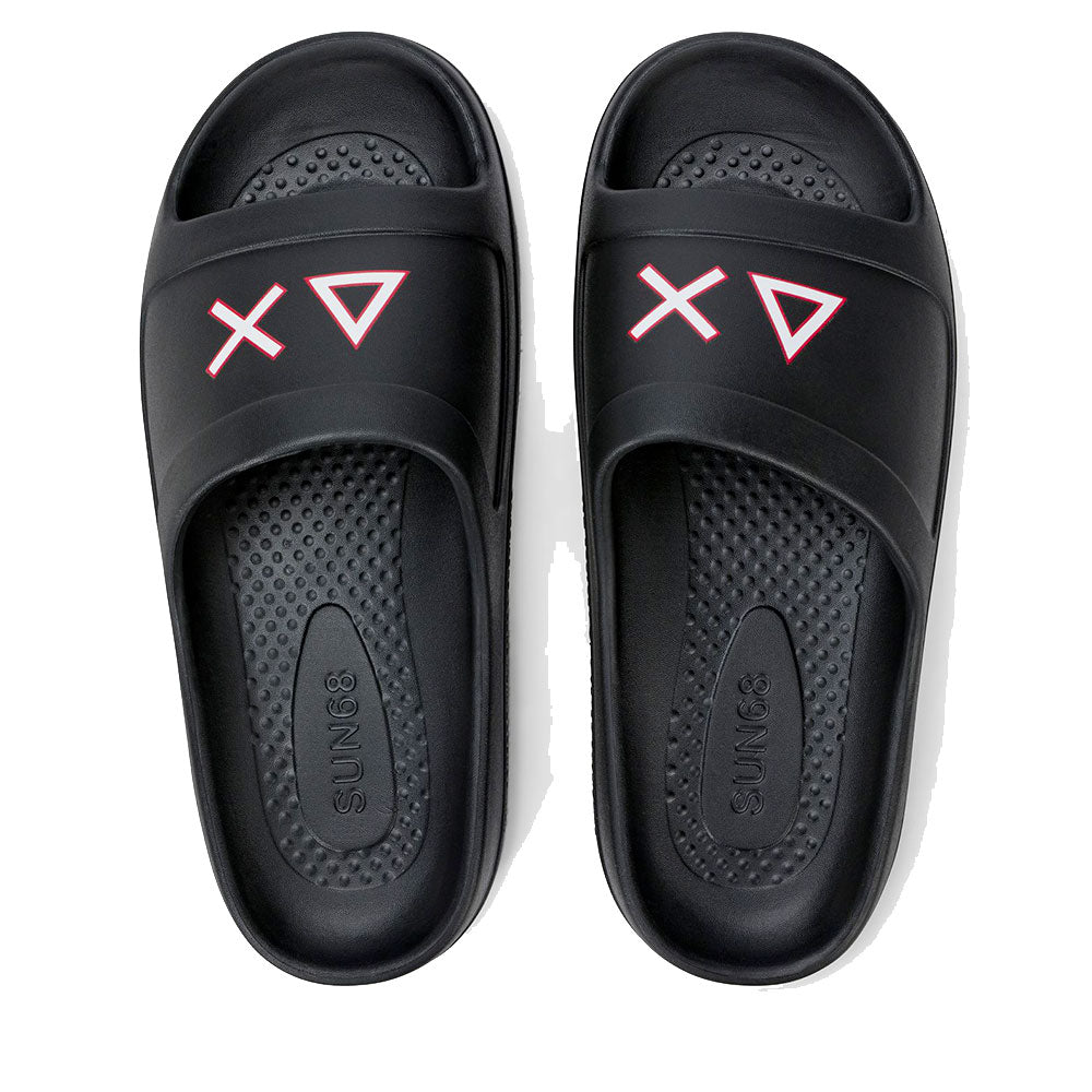Ciabatte da Uomo Sun68 Linea Slippers Monoblock Print Logo Colore Nero - Rosso - X36114
