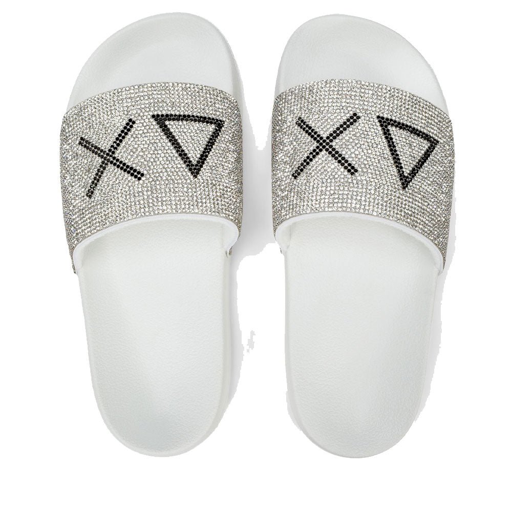 Ciabatte da Donna Sun68 Linea Slippers Strass Logo Colore Bianco - X36211