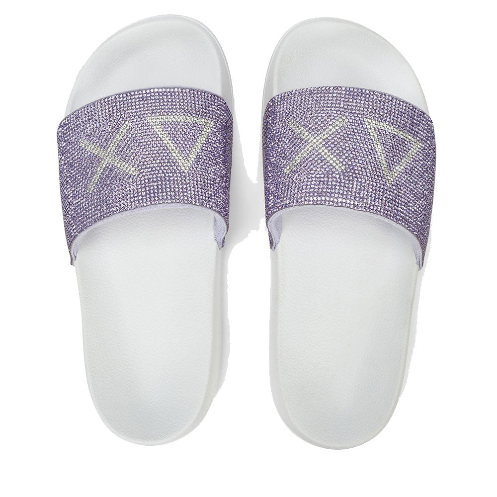 Ciabatte da Donna Sun68 Linea Slippers Strass Logo Colore Bianco - Lilla - X36211