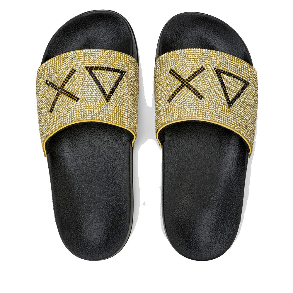 Ciabatte da Donna Sun68 Linea Slippers Strass Logo Colore Nero - Oro - X36211