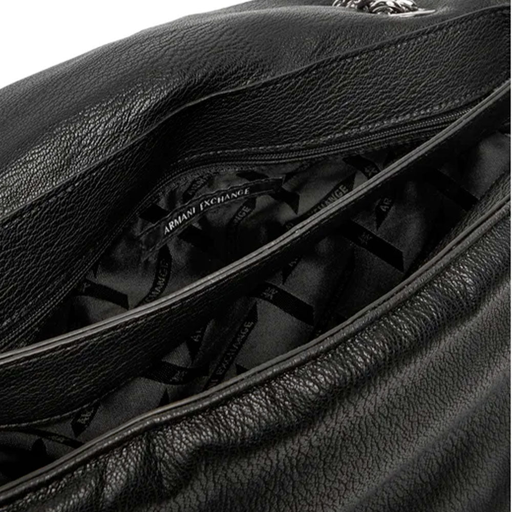 Damen-Umhängetasche ARMANI EXCHANGE Modell Victoria M mit Überschlag in Schwarz