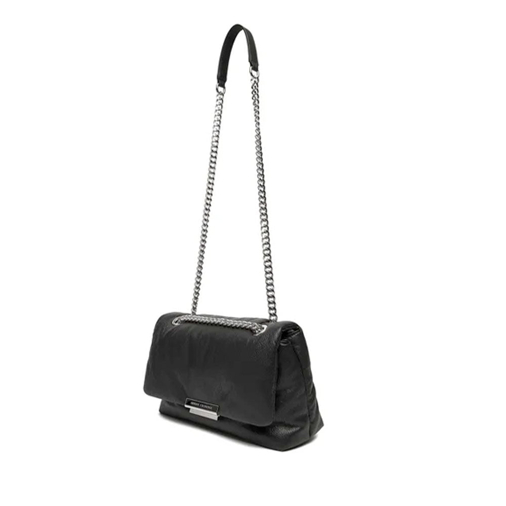 Damen-Umhängetasche ARMANI EXCHANGE Modell Victoria M mit Überschlag in Schwarz
