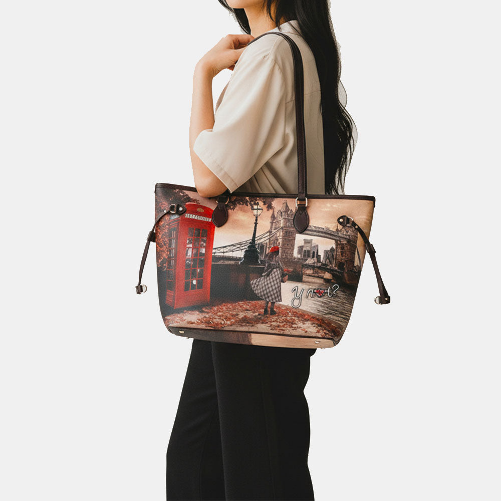 Borsa Donna Y NOT a Spalla YES-319 Stampa London Bridge