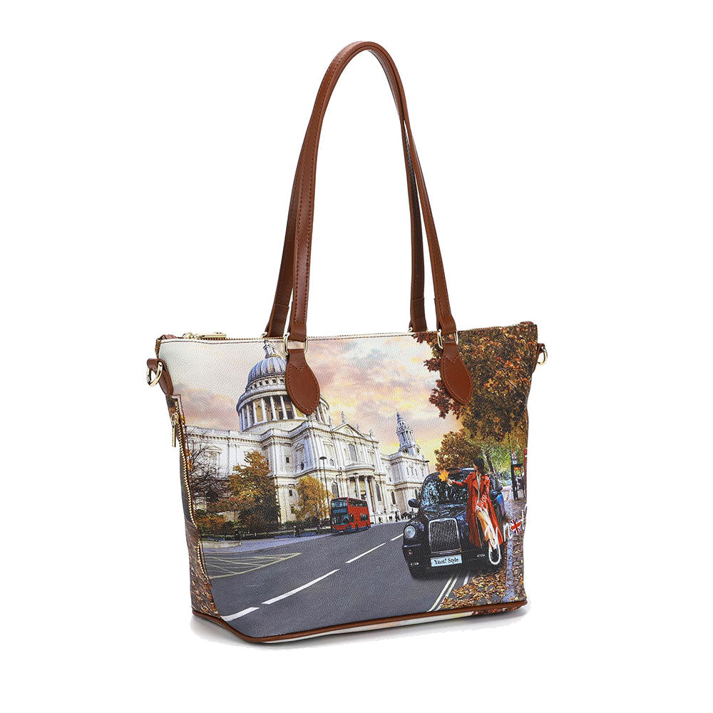 Borsa Donna Y NOT Shopper a Spalla YES-397 Stampa London Tourist