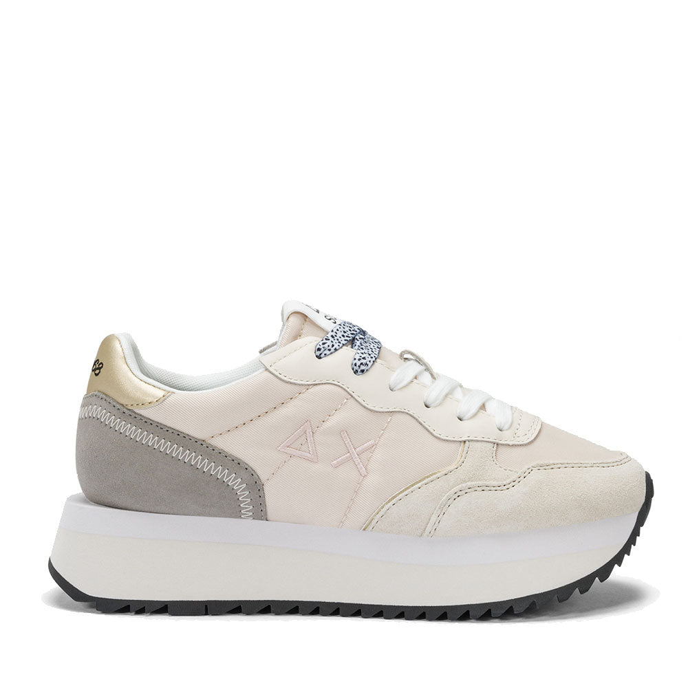 Scarpe Donna Sun68 Sneakers Big Ally in Suede e Nylon Bianco Panna - Z35210