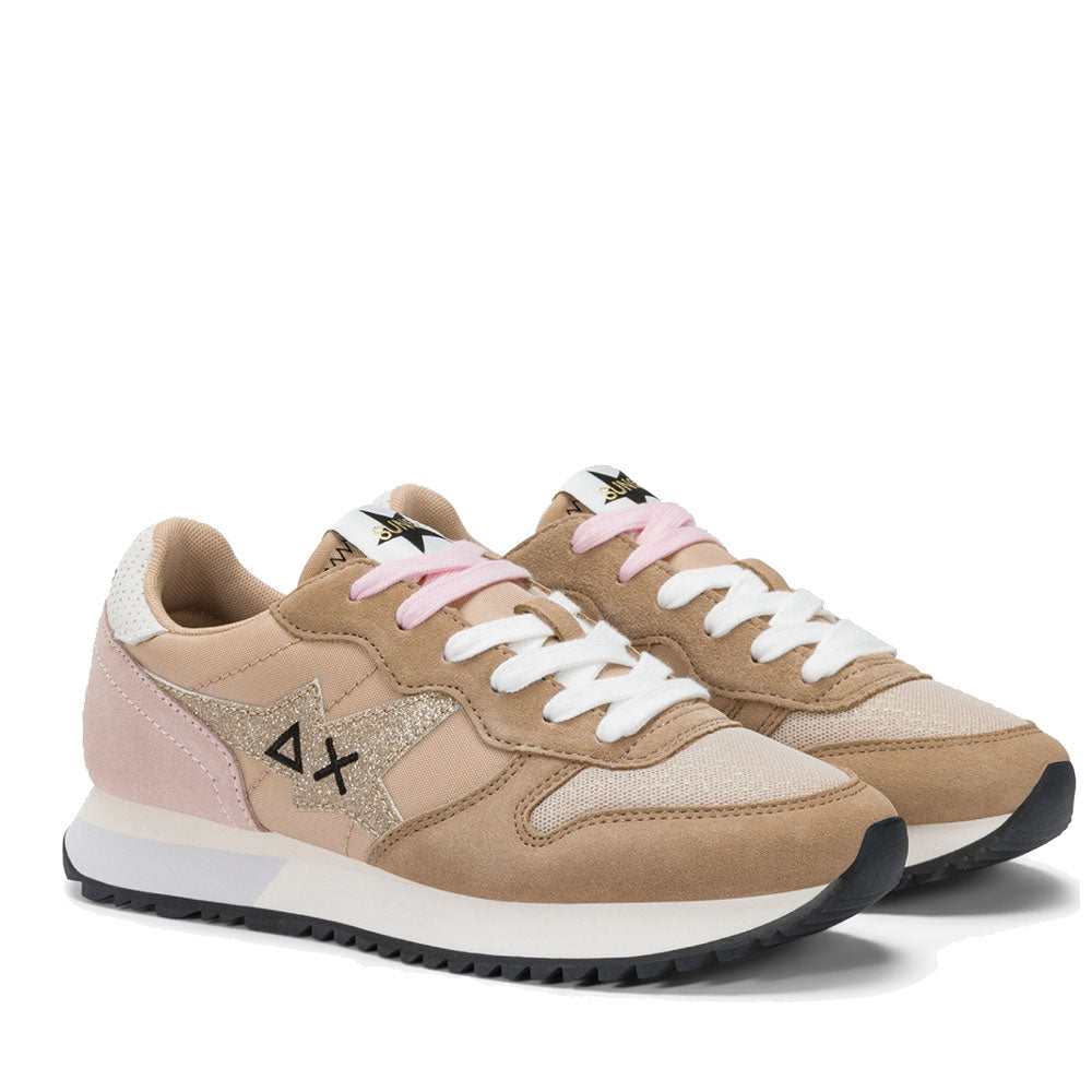 Scarpe Donna Sun68 Sneakers Stargirl Glitter Logo Colore Beige - Z35212