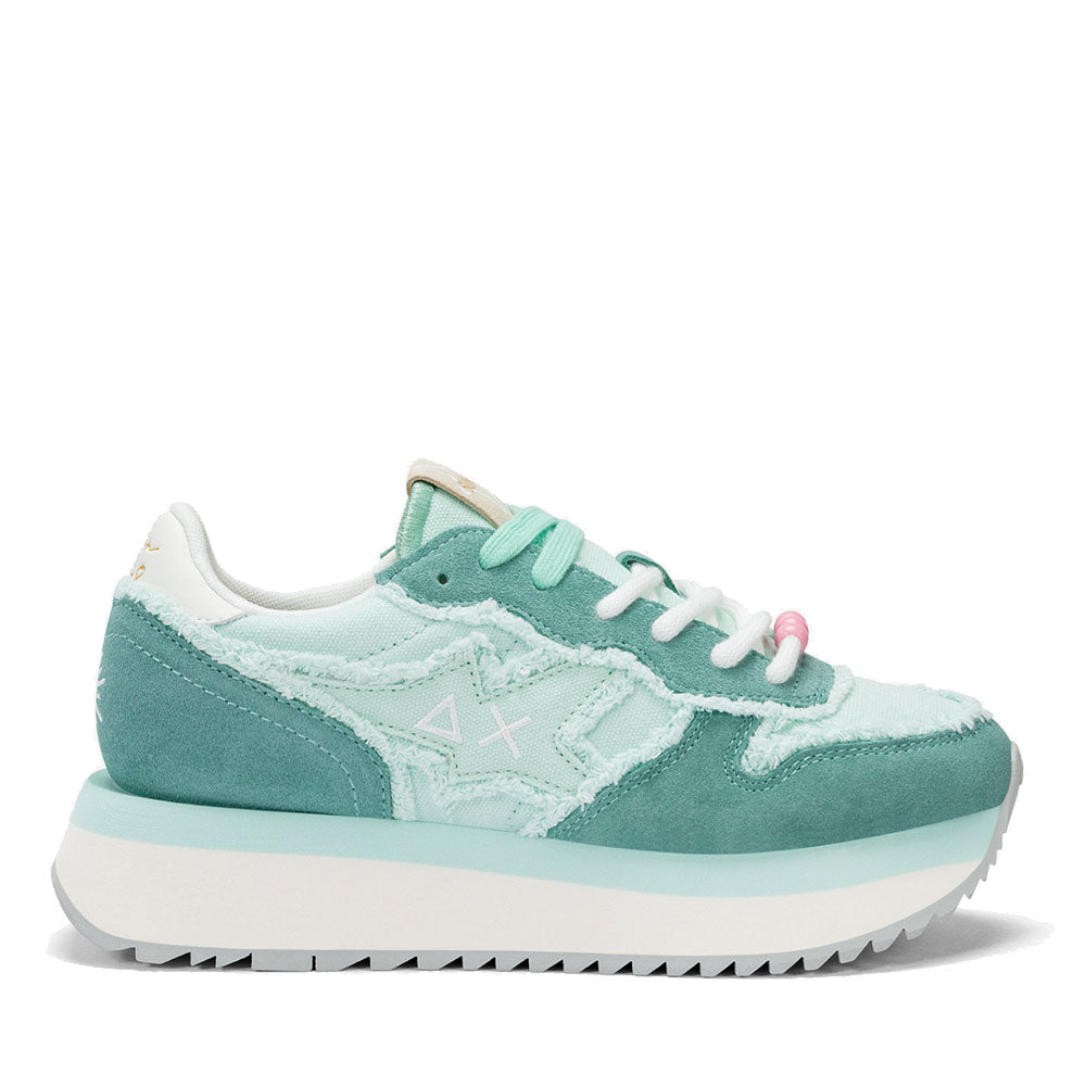 Scarpe Donna Sun68 Sneakers Big Stargirl Canvas Verde Acqua - Z35216