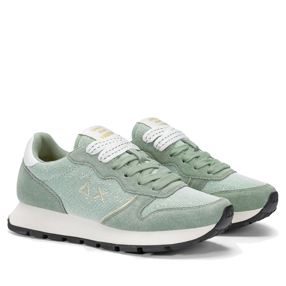 Scarpe Donna Sun68 Sneakers Ally Glitter Textile Colore Verde Salvia - Z36203