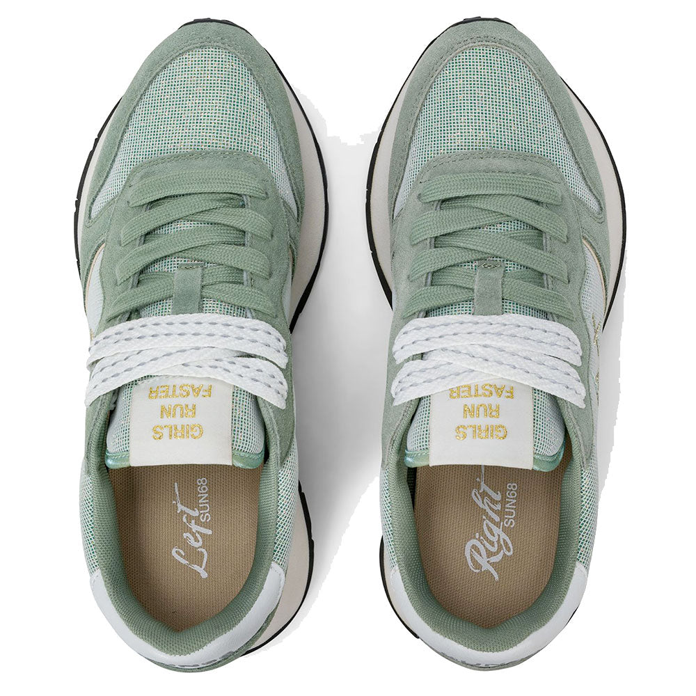 Scarpe Donna Sun68 Sneakers Ally Glitter Textile Colore Verde Salvia - Z36203