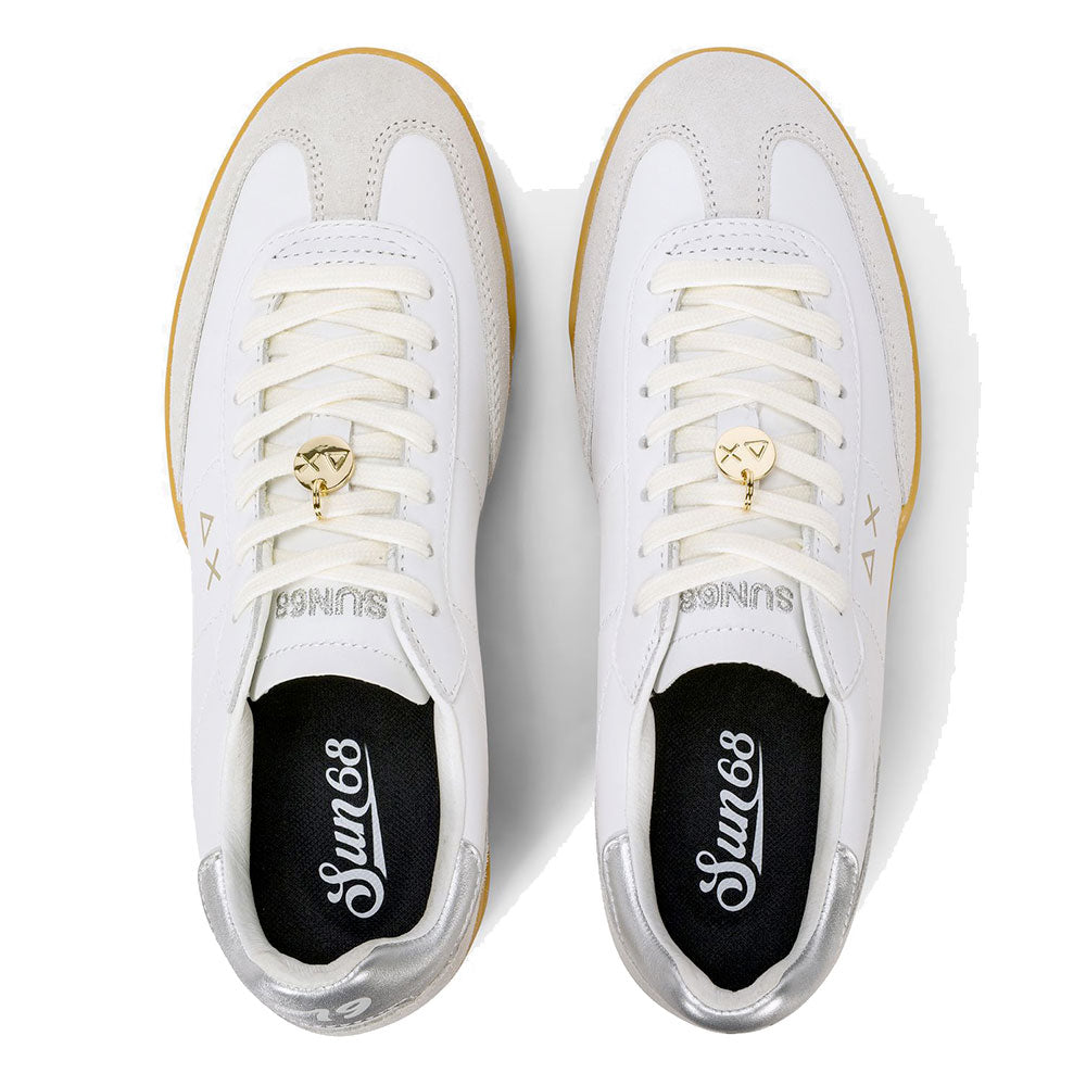 Scarpe Donna Sun68 Sneakers California Leather in Pelle Bianca - Z36249