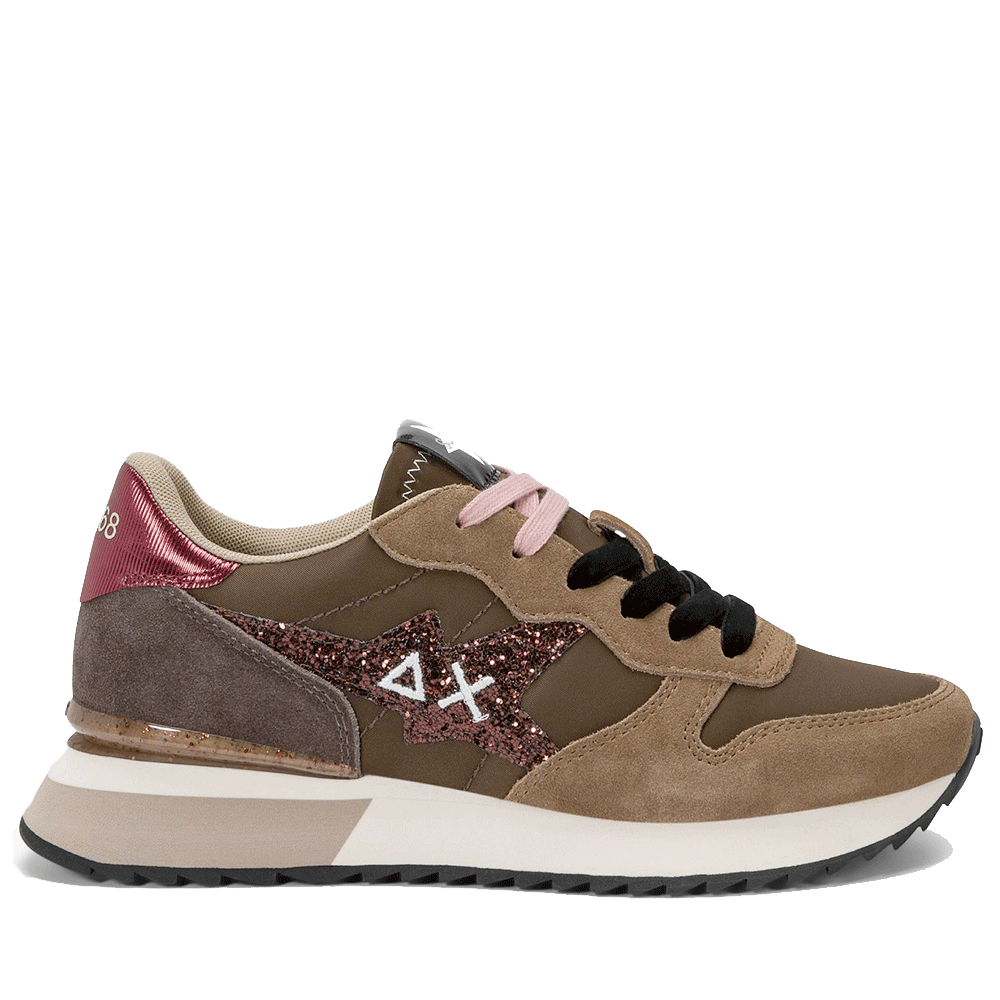 Scarpe Donna Sun68 Sneakers Stargirl Glitter Logo Colore Marrone - Z45217