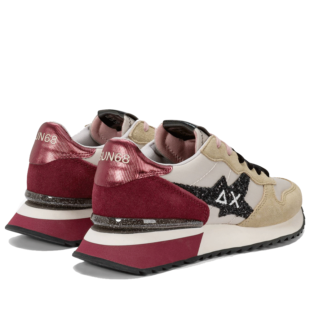 Scarpe Donna Sun68 Sneakers Stargirl Glitter Logo Colore Beige - Bordeaux - Z45217