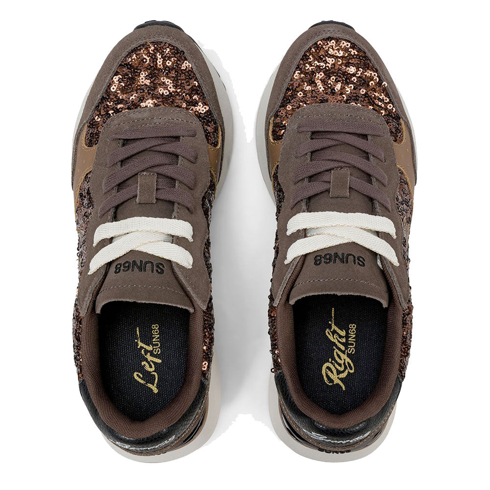 Scarpe Donna Sun68 Sneakers Big Ally Sequin Colore Marrone - Z46219