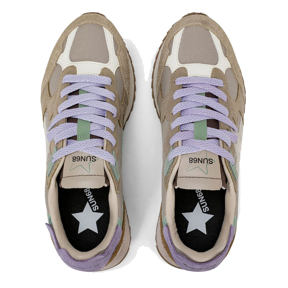 Damenschuhe SUN68 Sneaker Modell Stargirl Multicolor in Dunkelbeige - Z46222