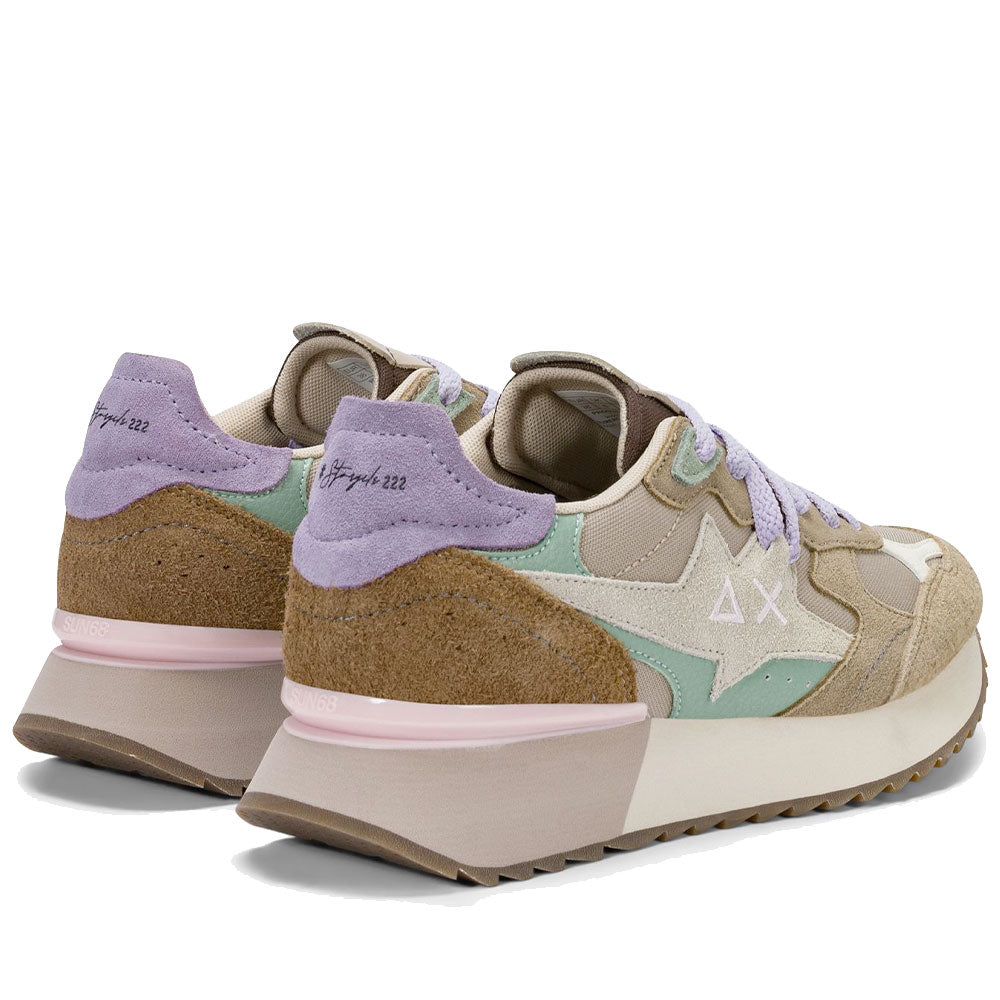 Damenschuhe SUN68 Sneaker Modell Stargirl Multicolor in Dunkelbeige - Z46222