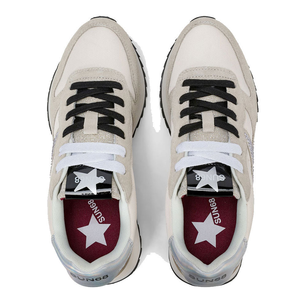 Scarpe Donna Sun68 Sneakers Strass Logo Colore Bianco Panna - Z46223