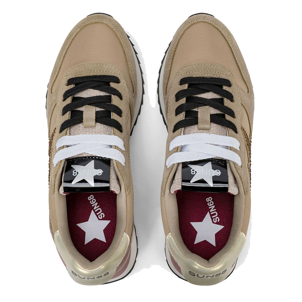 Scarpe Donna Sun68 Sneakers Strass Logo Colore Beige Scuro - Z46223