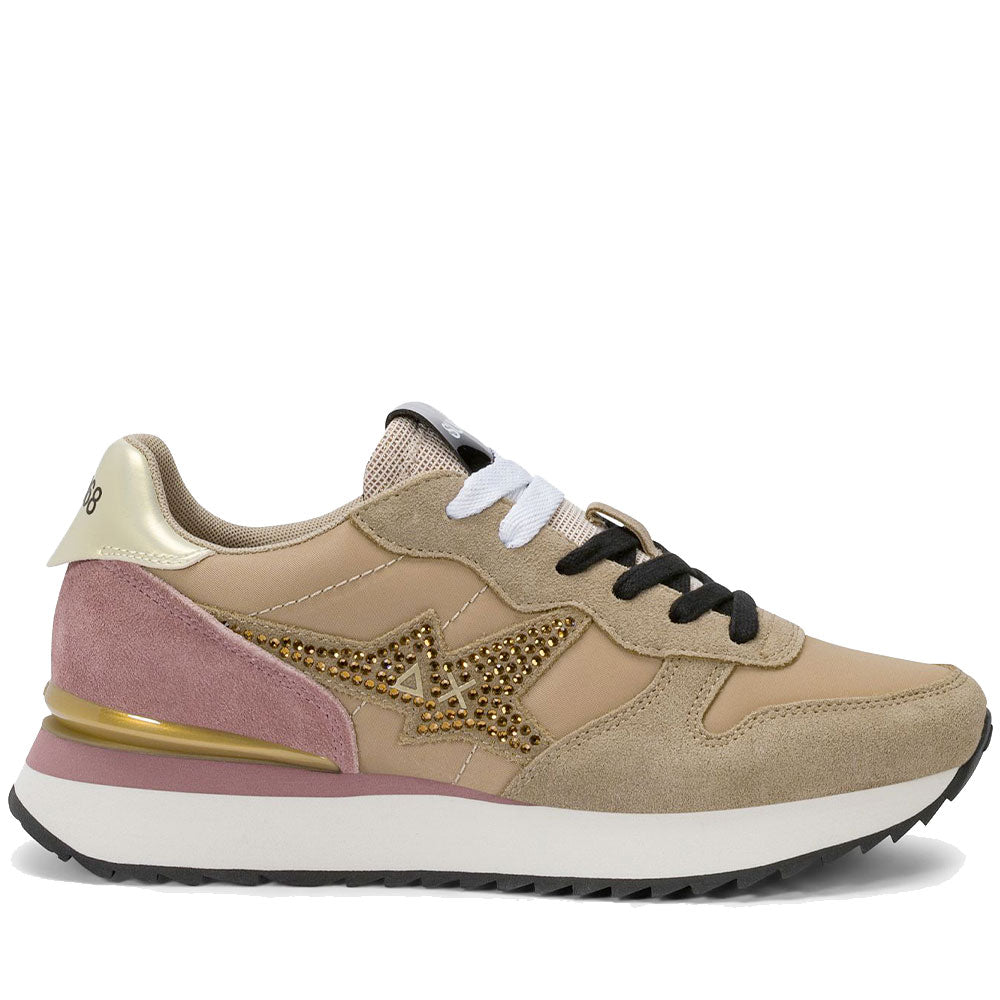Scarpe Donna Sun68 Sneakers Strass Logo Colore Beige Scuro - Z46223