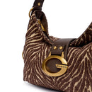 Borsa Donna Hobo a Spalla GUESS Linea Camden Colore Marrone Stampa Animalier Zebrato