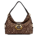 Borsa Donna Hobo a Spalla GUESS Linea Camden Colore Marrone Stampa Animalier Zebrato