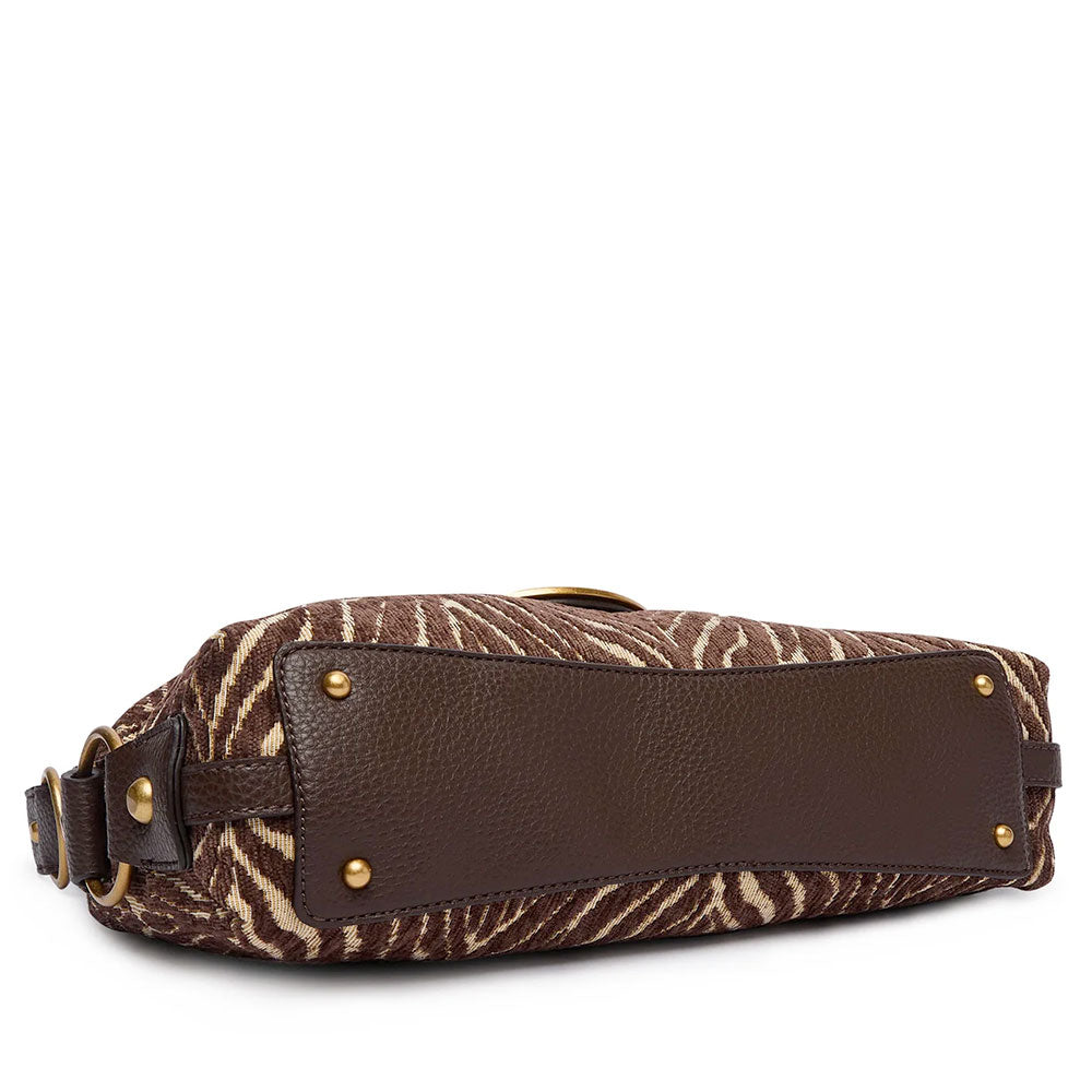Borsa Donna Hobo a Spalla GUESS Linea Camden Colore Marrone Stampa Animalier Zebrato